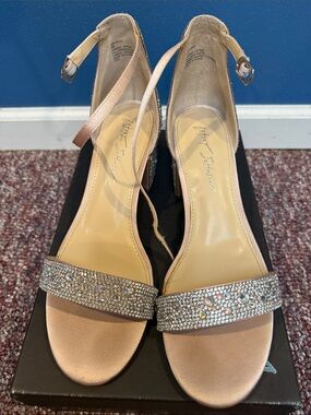 Betsey Johnson Pink Satin Crystal Ankle-Strap Heels